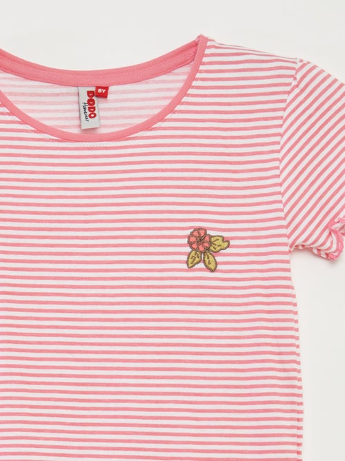 Pyjama court t-shirt + short avec rayures - 2 pièces - Kiabi