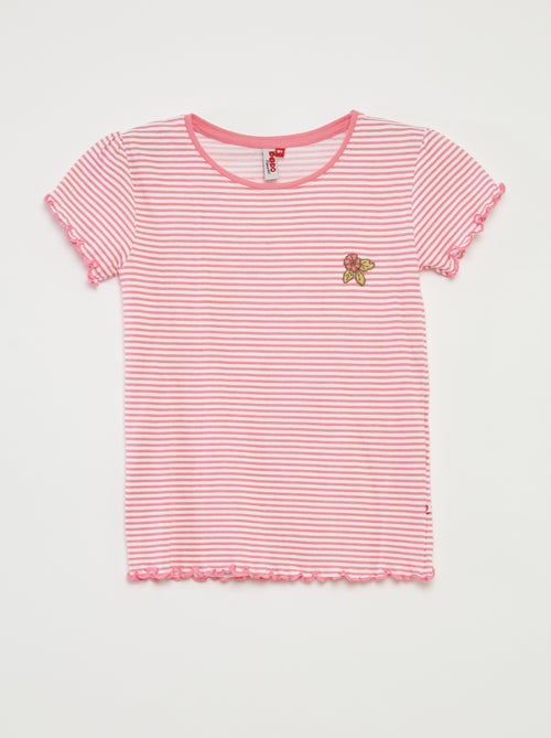 Pyjama court t-shirt + short avec rayures - 2 pièces - Kiabi
