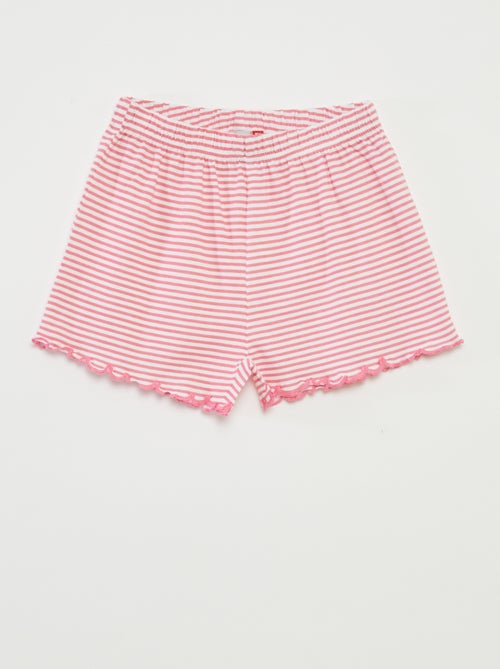 Pyjama court t-shirt + short avec rayures - 2 pièces - Kiabi