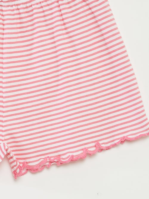 Pyjama court t-shirt + short avec rayures - 2 pièces - Kiabi