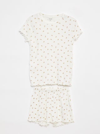 Pyjama court t-shirt + short côtelés - 2 pièces
