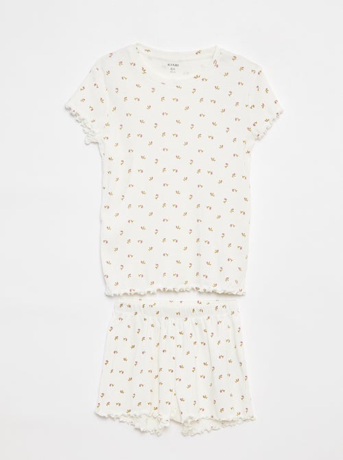 Pyjama court t-shirt + short côtelés - 2 pièces - Kiabi