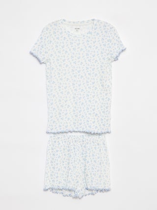 Pyjama court t-shirt + short côtelés - 2 pièces