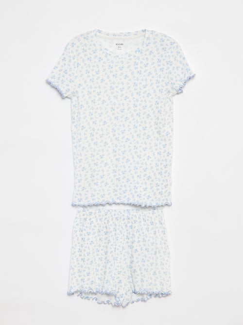 Pyjama court t-shirt + short côtelés - 2 pièces - Kiabi