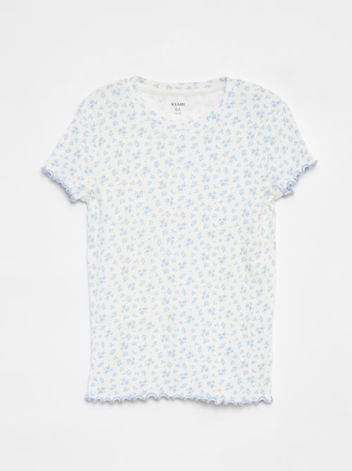 Pyjama court t-shirt + short côtelés - 2 pièces - Kiabi