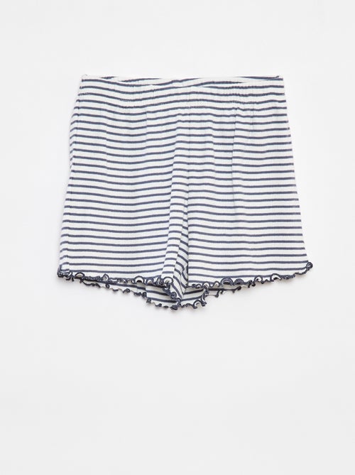 Pyjama court t-shirt + short côtelés - 2 pièces - Kiabi