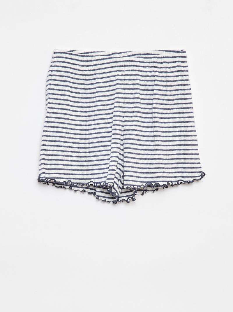 Pyjama court t-shirt + short côtelés - 2 pièces Gris - Kiabi