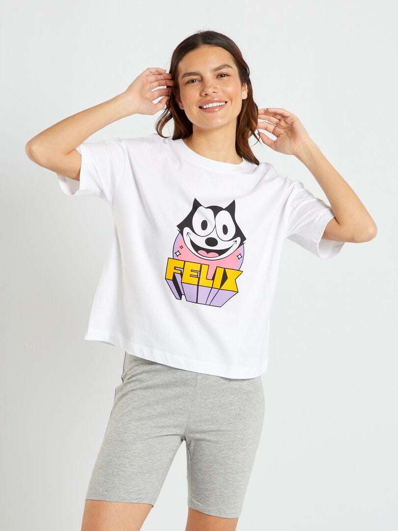 Pyjama court t-shirt + short 'Felix the cat'- 2 pièces Blanc - Kiabi