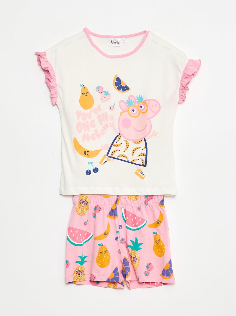 Pyjama court t-shirt + short 'Peppa Pig' - 2 pièces ROSE - Kiabi