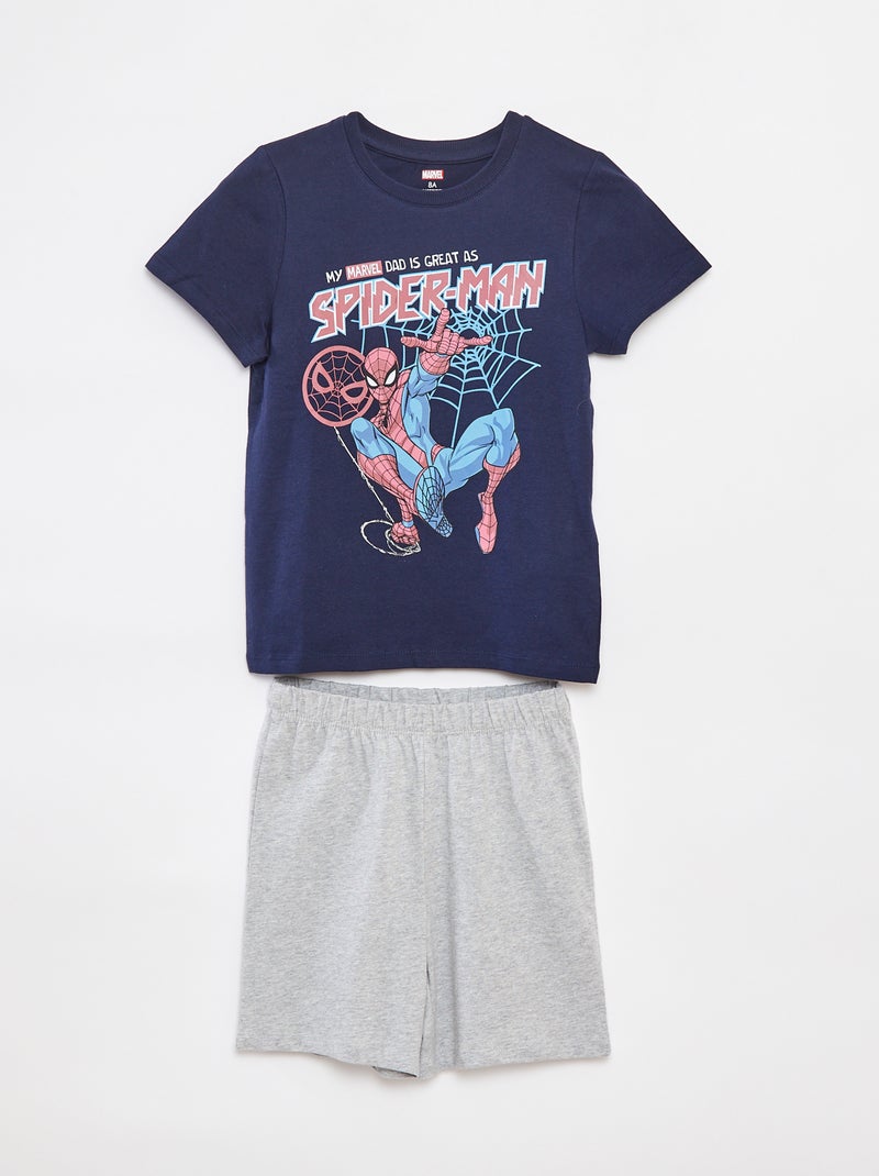 Pyjama court t-shirt + short 'Spider-Man' 'Marvel' - 2 pièces BLEU - Kiabi