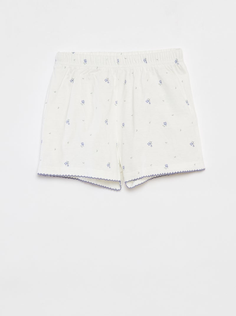 Pyjama court t-shirt volanté + short - 2 pièces BLANC - Kiabi