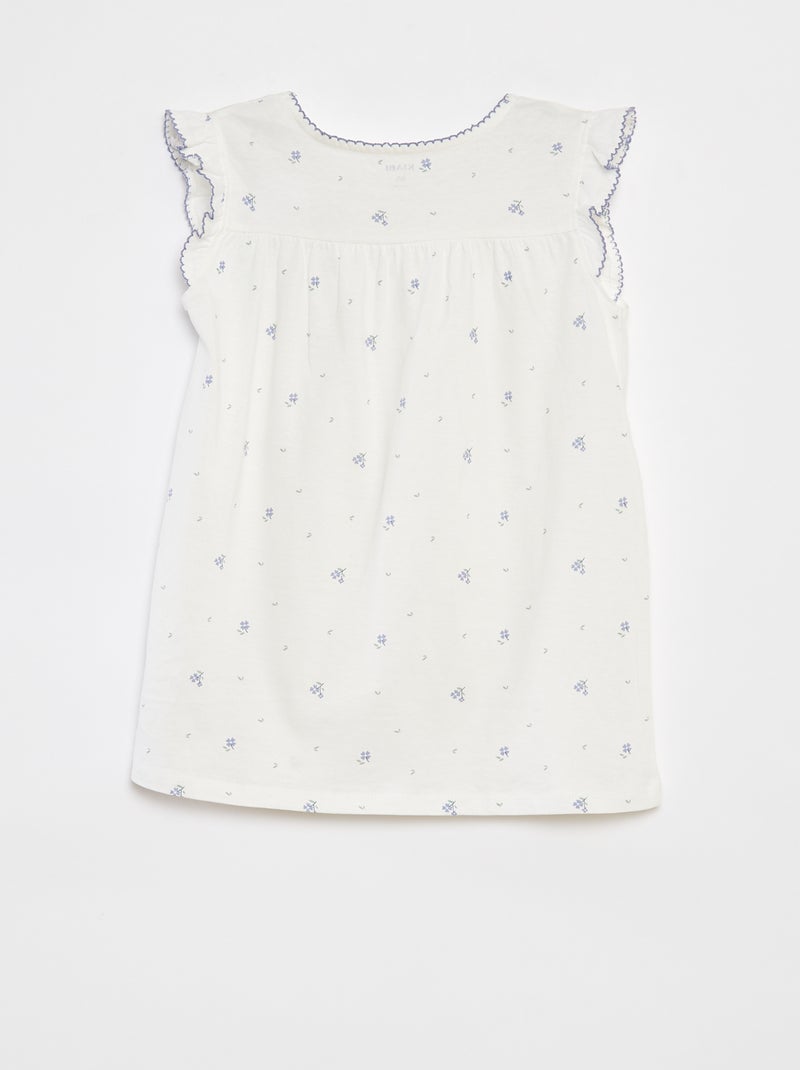 Pyjama court t-shirt volanté + short - 2 pièces BLANC - Kiabi