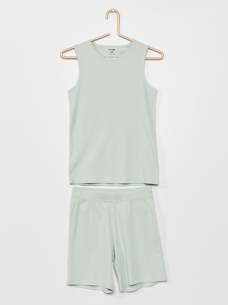 Pyjama court uni Bleu - Kiabi