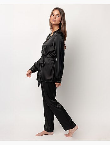 Pyjama croisé à manches longues en satin glamour et luxueux pour femme ADMAS LUXURY