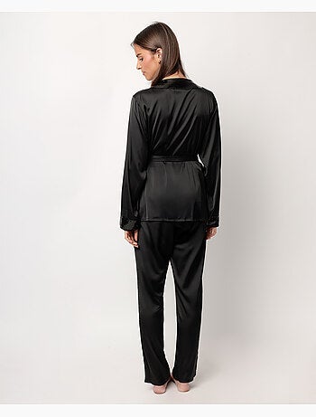 Pyjama croisé à manches longues en satin glamour et luxueux pour femme ADMAS LUXURY