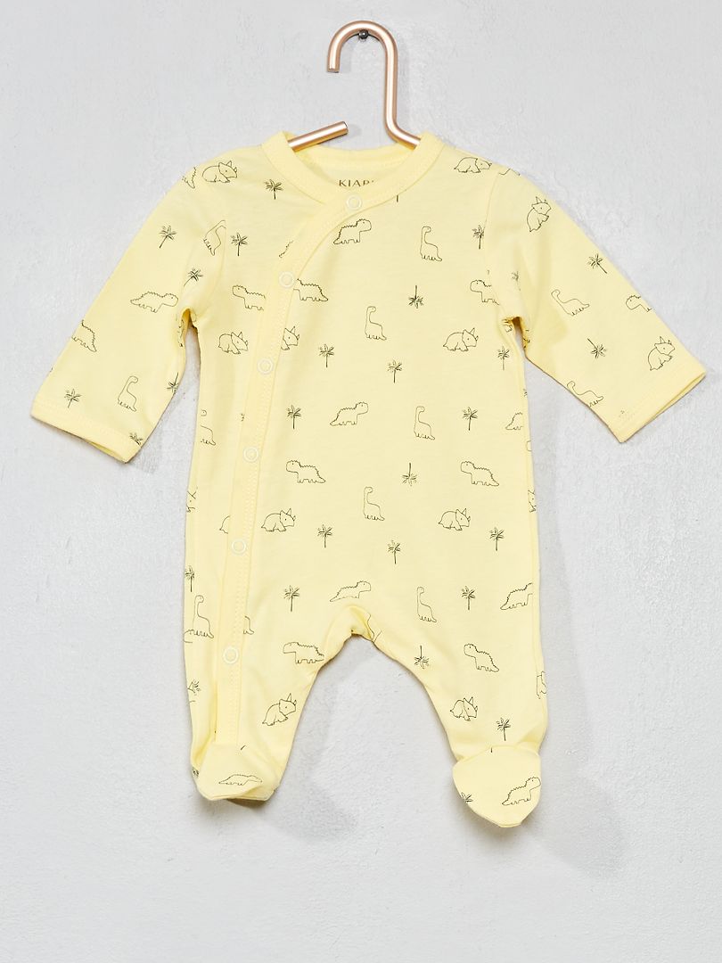 Pyjama croisé imprimé jaune - Kiabi