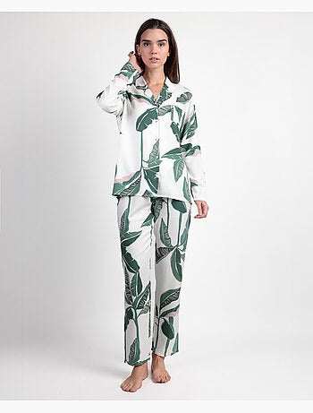 Pyjama de luxe à manches longues en popeline ouverte pour femme ADMAS LUXURY