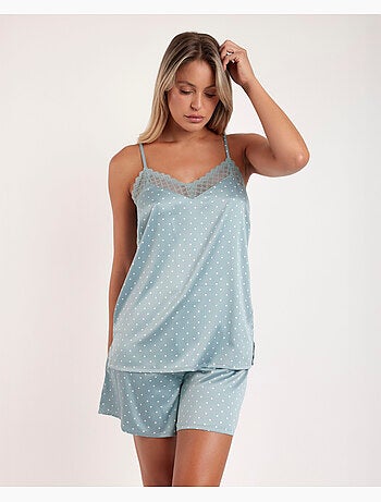 Pyjama de mariée à bretelles en dentelle à pois pour femme ADMAS CLASSIC