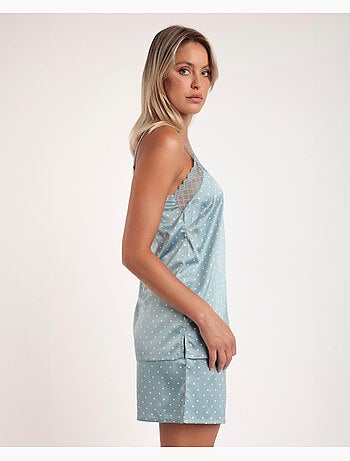 Pyjama de mariée à bretelles en dentelle à pois pour femme ADMAS CLASSIC