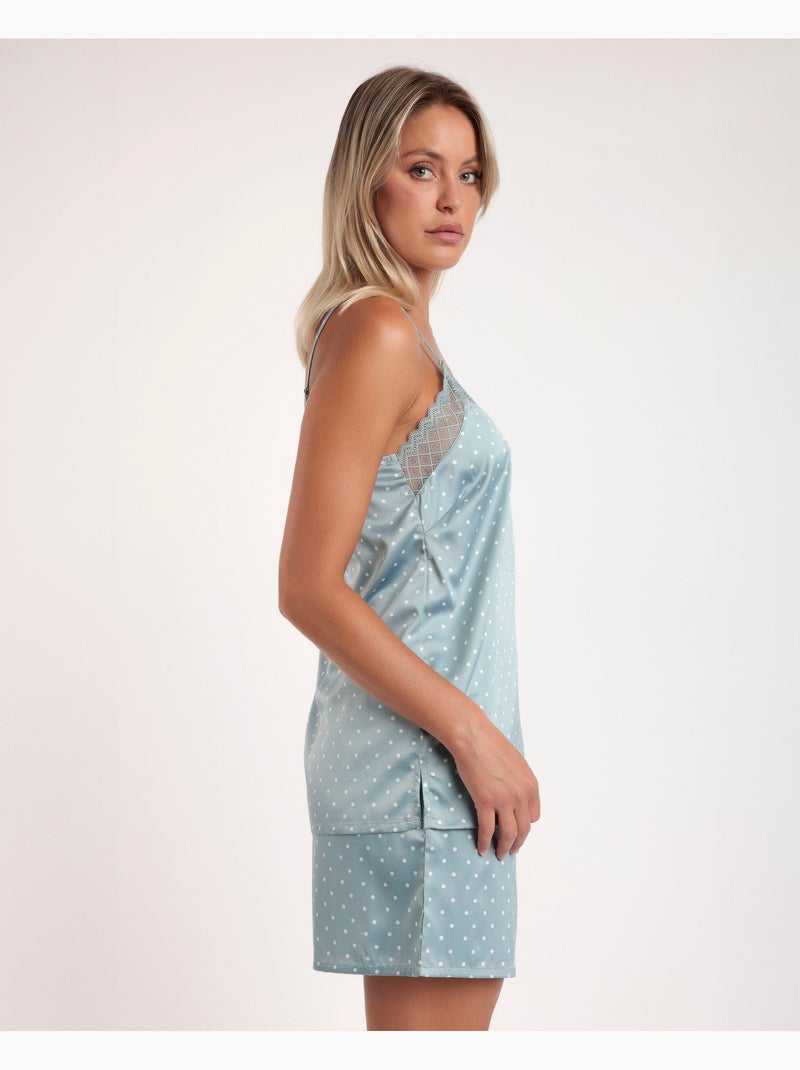 Pyjama de mariée à bretelles en dentelle à pois pour femme ADMAS CLASSIC Vert d'eau - Kiabi