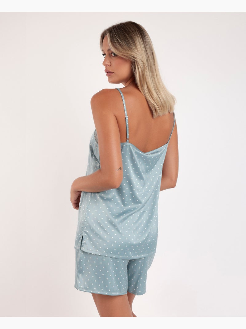 Pyjama de mariée à bretelles en dentelle à pois pour femme ADMAS CLASSIC Vert d'eau - Kiabi
