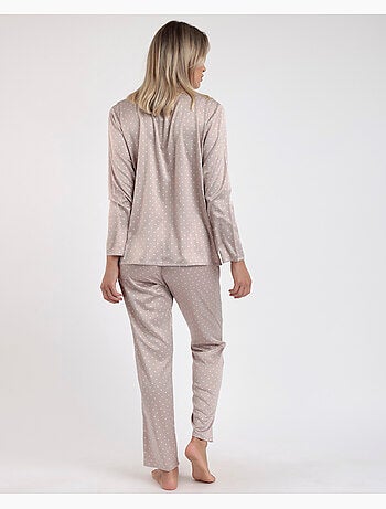 Pyjama de mariée ouvert à manches longues en dentelle à pois pour femme ADMAS CLASSIC