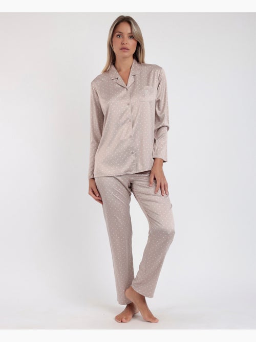 Pyjama de mariée ouvert à manches longues en dentelle à pois pour femme ADMAS CLASSIC - Kiabi Pyjama de mariée ouvert à manches longues en dentelle à pois pour femme ADMAS CLASSIC - Kiabi