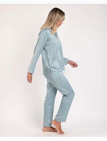 Pyjama de mariée ouvert à manches longues en dentelle à pois pour femme ADMAS CLASSIC