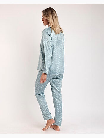 Pyjama de mariée ouvert à manches longues en dentelle à pois pour femme ADMAS CLASSIC
