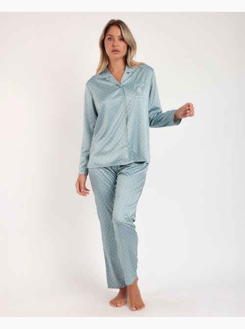 Pyjama de mariée ouvert à manches longues en dentelle à pois pour femme ADMAS CLASSIC - Kiabi