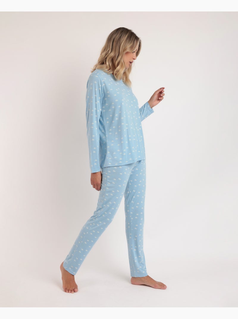 Pyjama de maternité à manches longues ADMAS CLASSIC pour femme, motif Cloud Peak Bleu - Kiabi