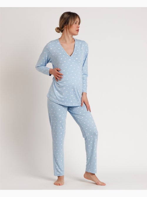 Pyjama de maternité à manches longues ADMAS CLASSIC pour femme, motif nuages - Kiabi Pyjama de maternité à manches longues ADMAS CLASSIC pour femme, motif nuages - Kiabi