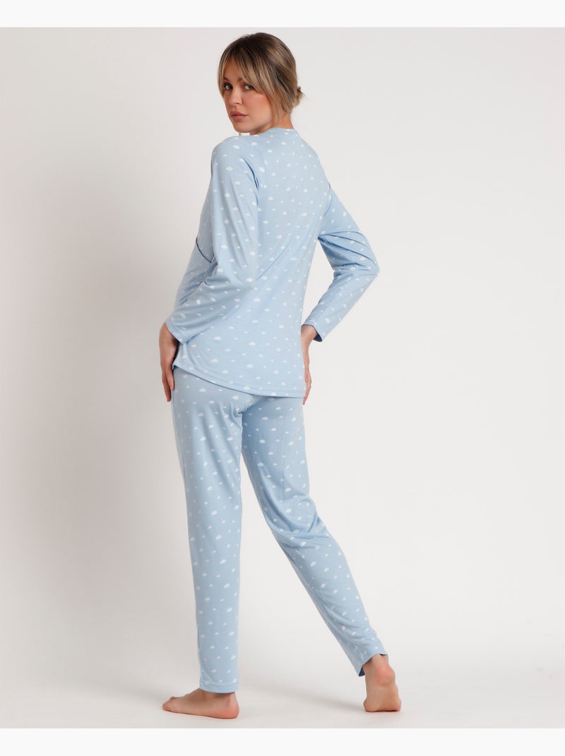 Pyjama de maternité à manches longues ADMAS CLASSIC pour femme, motif nuages Bleu - Kiabi