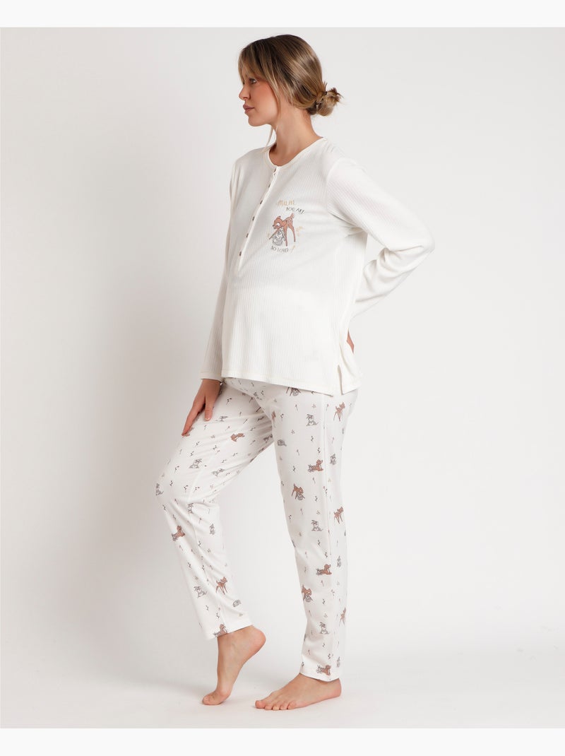 Pyjama de maternité à manches longues Bambi You Are So Loved pour femme de Disney Ecru - Kiabi