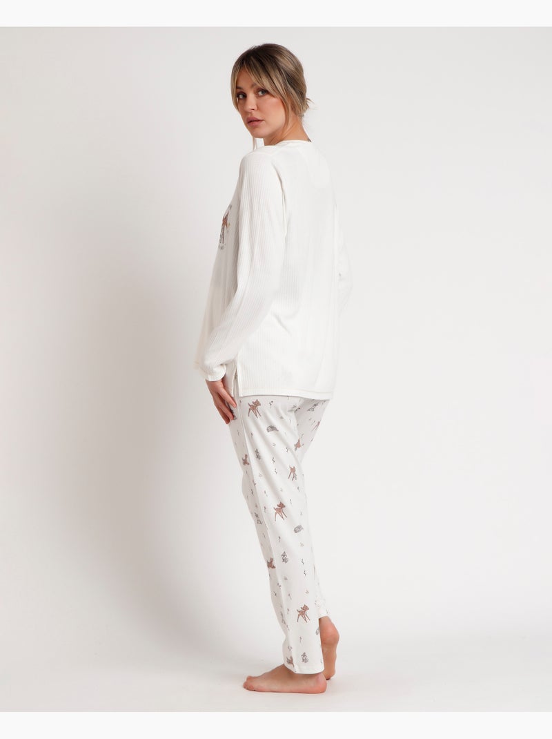 Pyjama de maternité à manches longues Bambi You Are So Loved pour femme de Disney Ecru - Kiabi