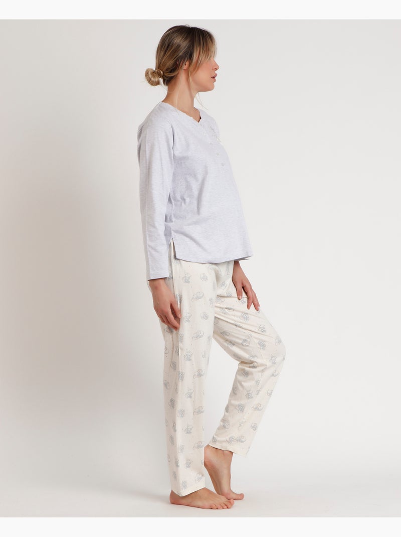 Pyjama de maternité à manches longues Dumbo Unique Mum pour femme de Disney Gris chiné - Kiabi
