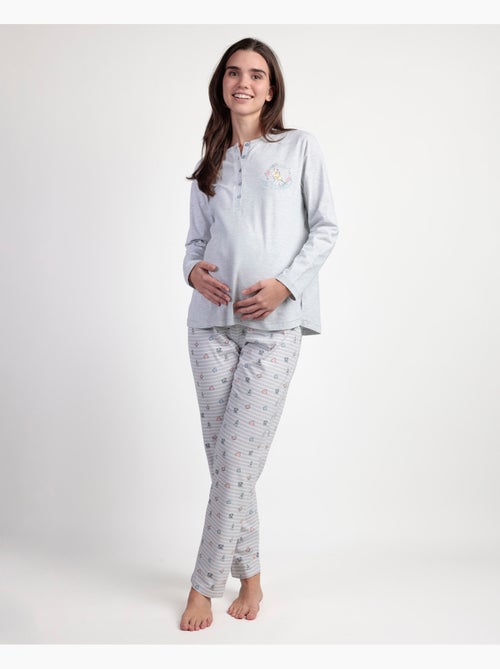 Pyjama de maternité boutonné à manches longues Alice Disney pour femme - Kiabi