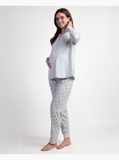 Pyjama de maternité boutonné à manches longues Alice Disney pour femme - Kiabi