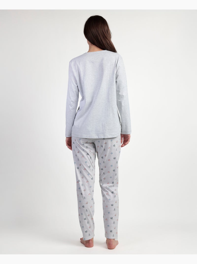 Pyjama de maternité boutonné à manches longues Alice Disney pour femme Gris chiné - Kiabi