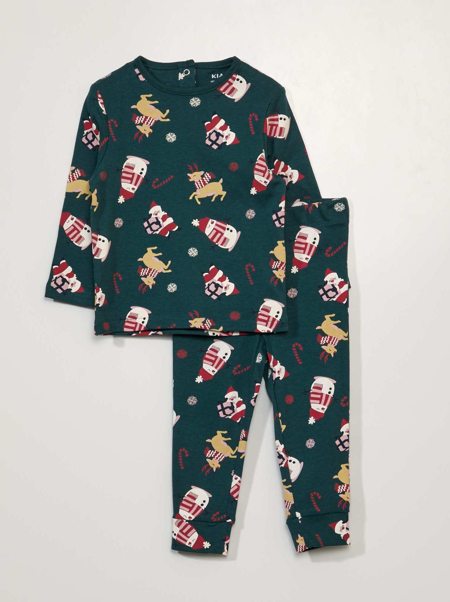 Pyjama De Noël 2 Pièces Manches Longues - T-shirt + Pantalon, Motif Fête, Pour Enfants - 7
