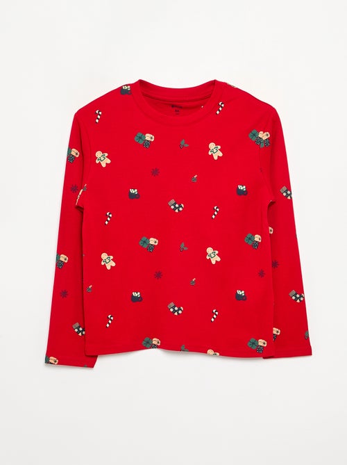 Pyjama de Noël 2 pièces - T-shirt à manches longues + pantalon - Kiabi
