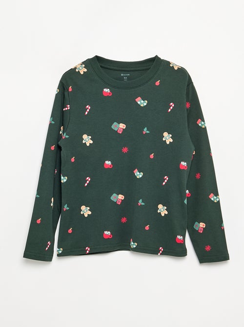 Pyjama de Noël 2 pièces - T-shirt à manches longues + pantalon - Kiabi