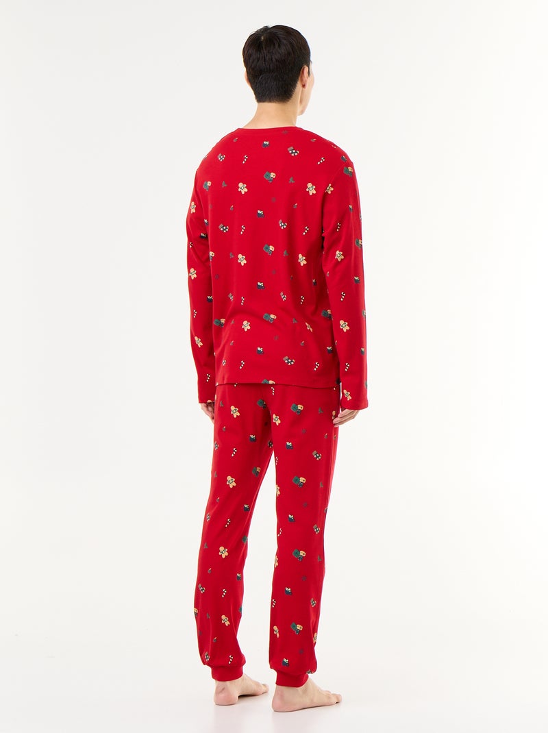 Pyjama de Noël 2 pièces t-shirt + pantalon - 2 pièces Rouge - Kiabi