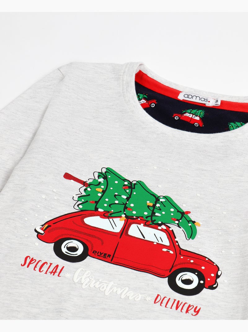 Pyjama de Noël à manches longues ADMAS pour fille Gris chiné - Kiabi
