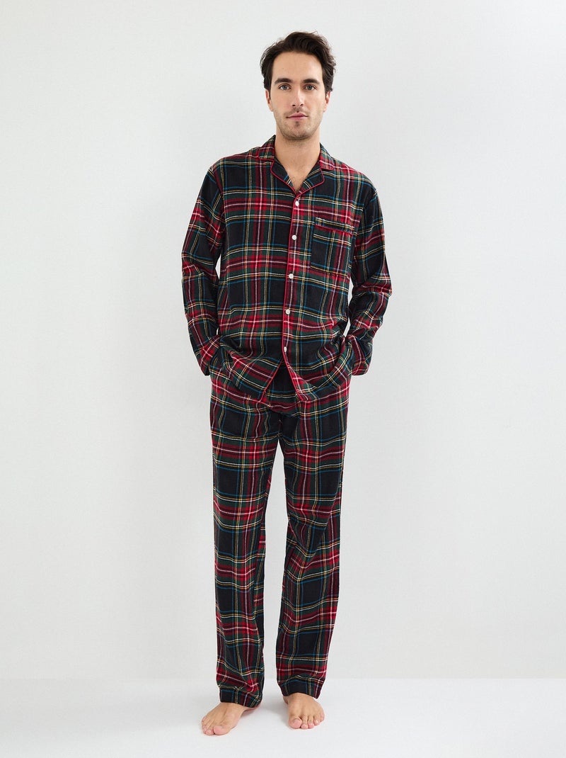 Pyjama de Noël en flanelle, MO Fashion Noir Multicolore Homme