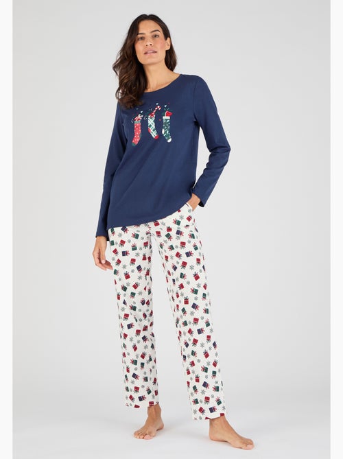 Pyjama de Noël en maille jersey pur coton peigné - Damart - Kiabi