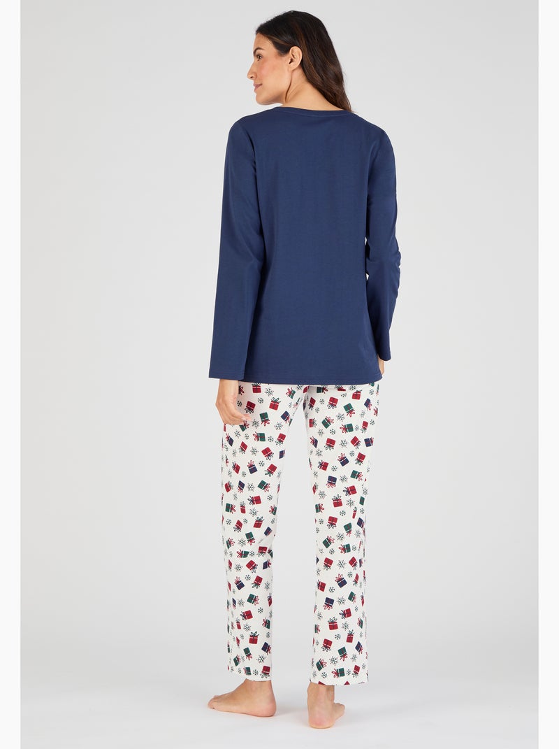 Pyjama de Noël en maille jersey pur coton peigné - Damart Blanc - Kiabi