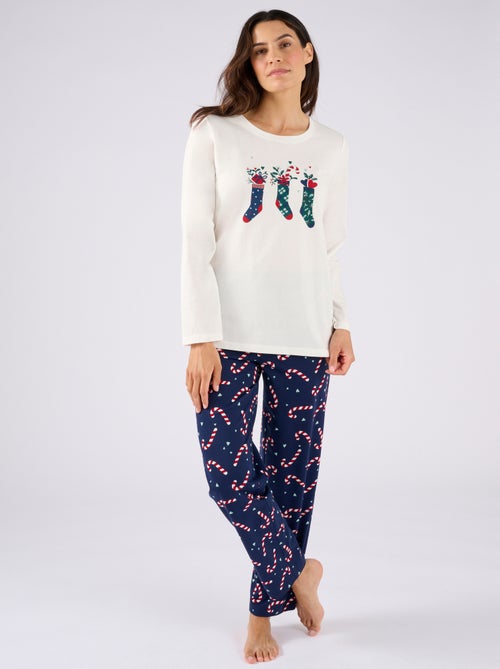 Pyjama de Noël en maille jersey pur coton peigné - Damart - Kiabi Pyjama de Noël en maille jersey pur coton peigné - Damart - Kiabi