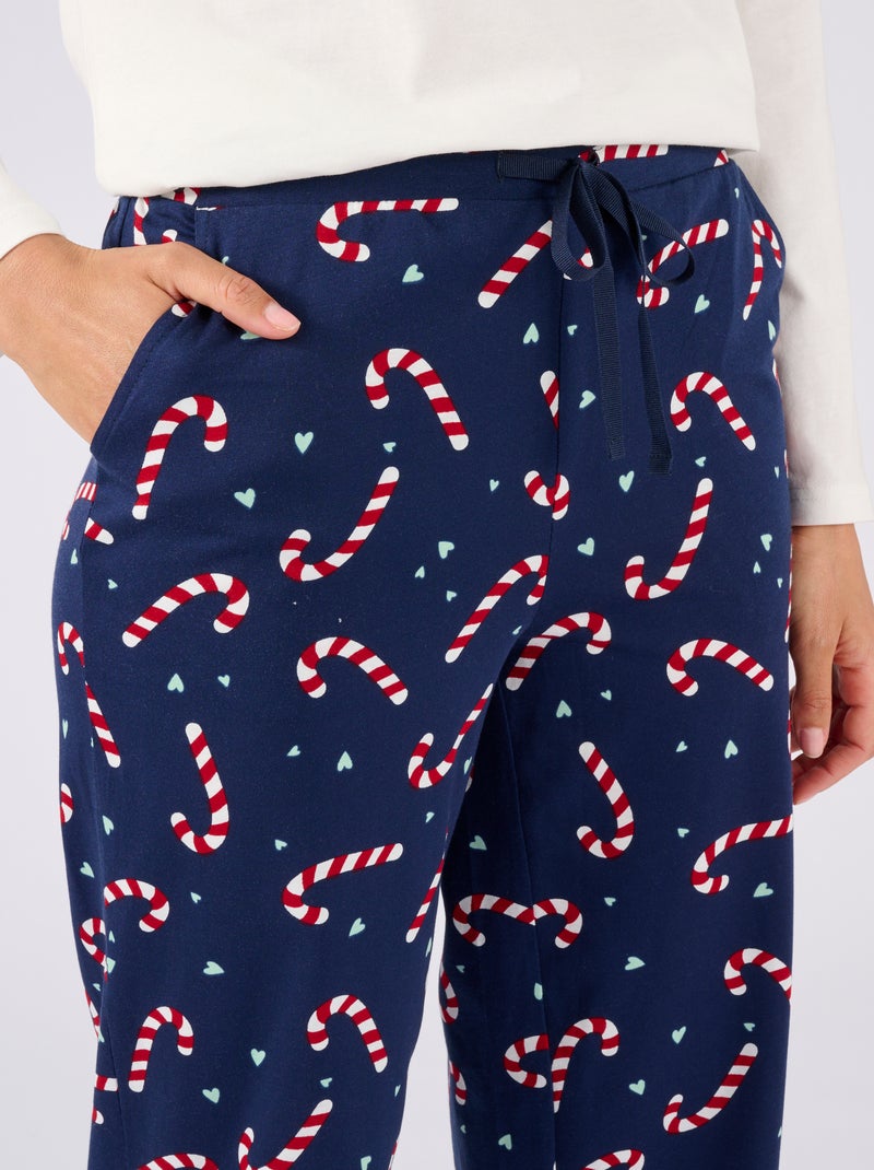 Pyjama de Noël en maille jersey pur coton peigné - Damart Bleu foncé - Kiabi
