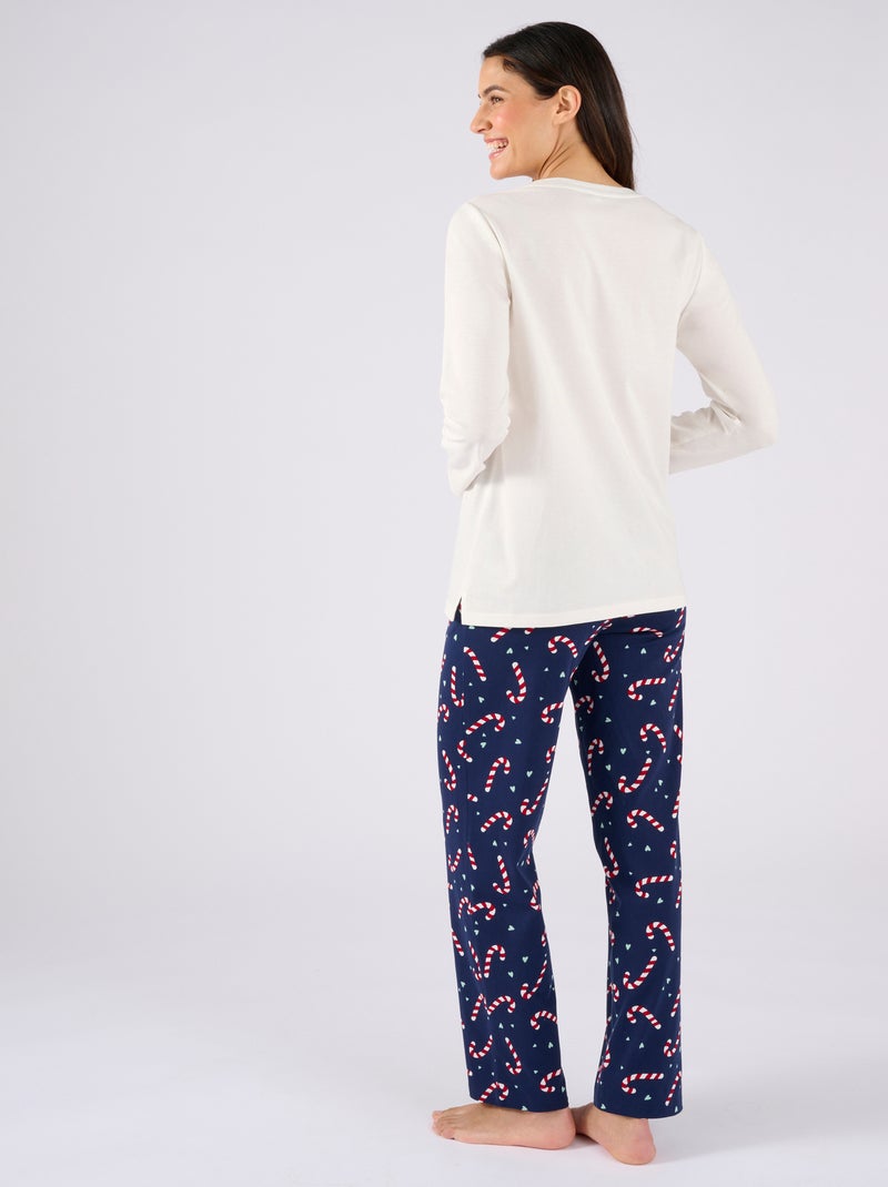 Pyjama de Noël en maille jersey pur coton peigné - Damart Bleu foncé - Kiabi